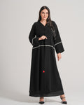 NY-08 - BLACK ABAYA WITH SILVER HANDWORK (BARBIE)