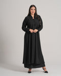 NY-09 - BLACK ABAYA WITH UNIQUE NECK AND HANDWORK ON IT (NIDA)