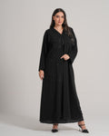NY-10 - BLACK ABAYA WITH FRONT ONE SIDE HANDWORK AND HANDS (BARBIE)