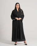 NY-11 - BLACK ABAYA WITH A UNIQUE COLLAR AND CLASSY HANDWORK (BARBIE)