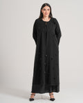 NY-63 - BLACK ABAYA WITH SMALL STYLE FLAPS (BARBIE)
