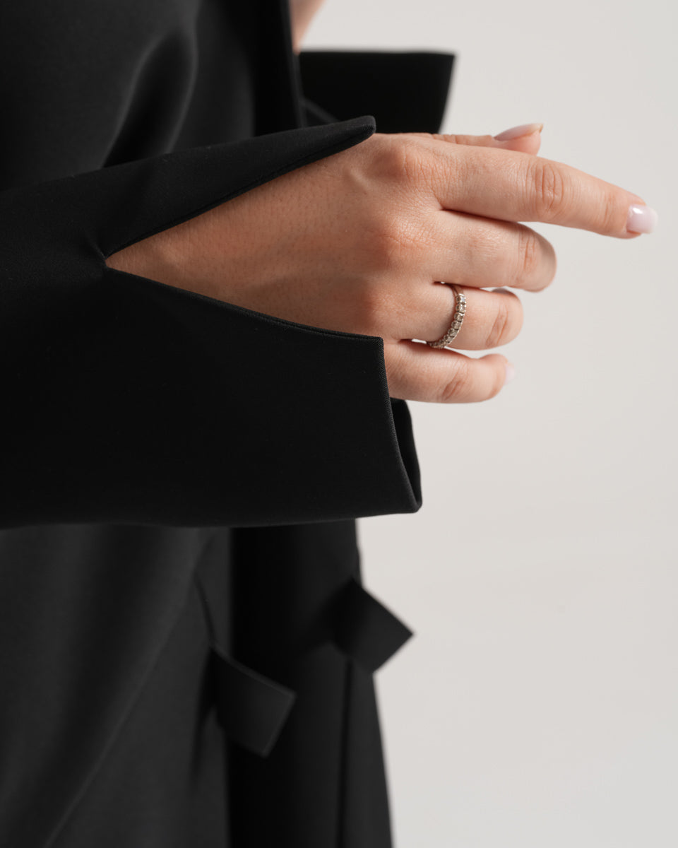 NY-63 - BLACK ABAYA WITH SMALL STYLE FLAPS (BARBIE)