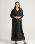 NY-13 - BLACK ABAYA WITH FRONT AND HAND STYLE BUTTONS (BARBIE)