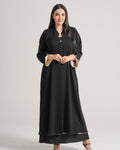 NY-15 - BLACK ABAYA WITH INNER PART IN BEIJ REVERSIBLE (KOREAN NIDA)