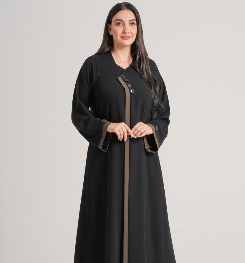 NY-05 - BLACK ABAYA WITH BROWN HIGHLIGHTS (VICTORIA)