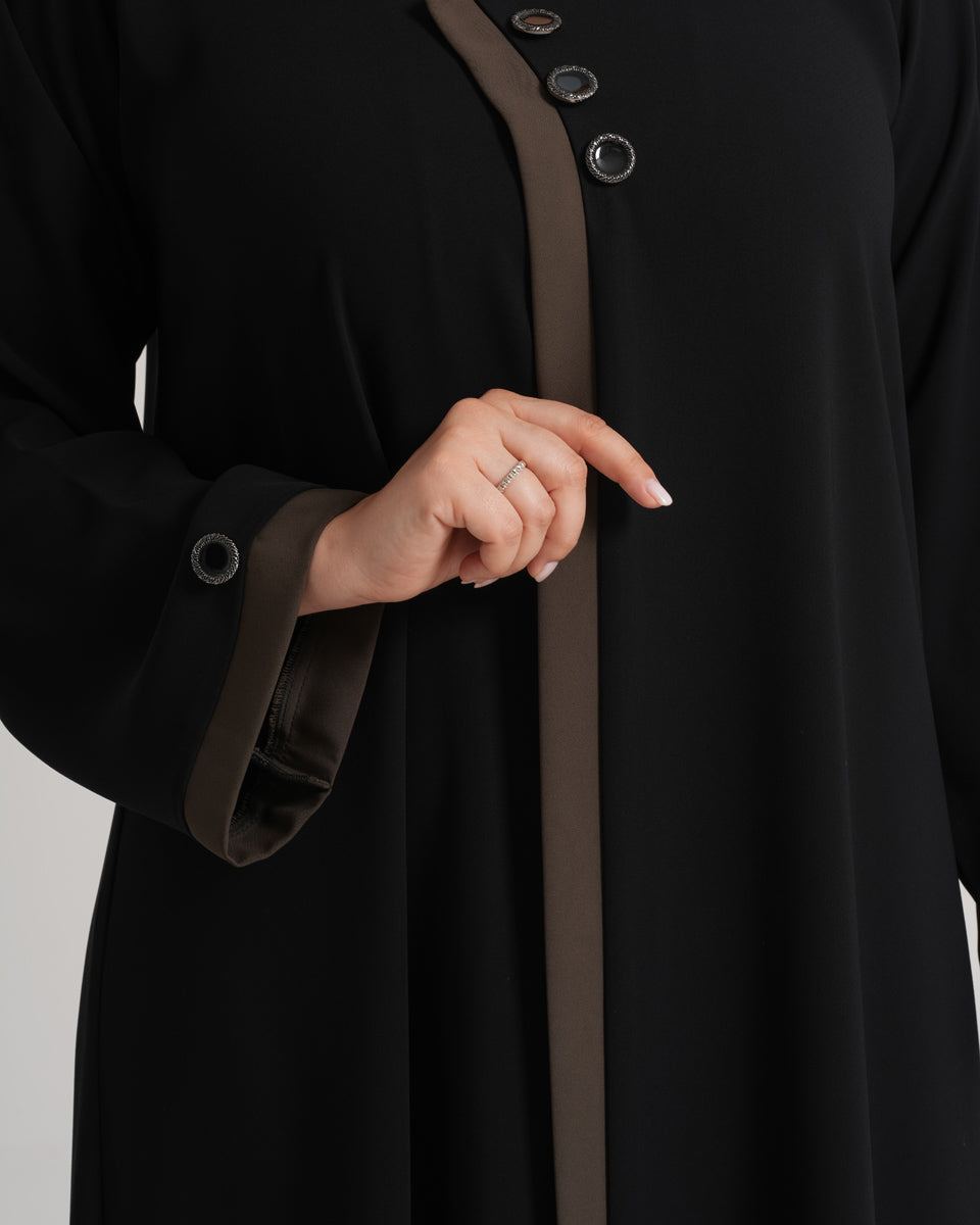 NY-05 - BLACK ABAYA WITH BROWN HIGHLIGHTS (VICTORIA)