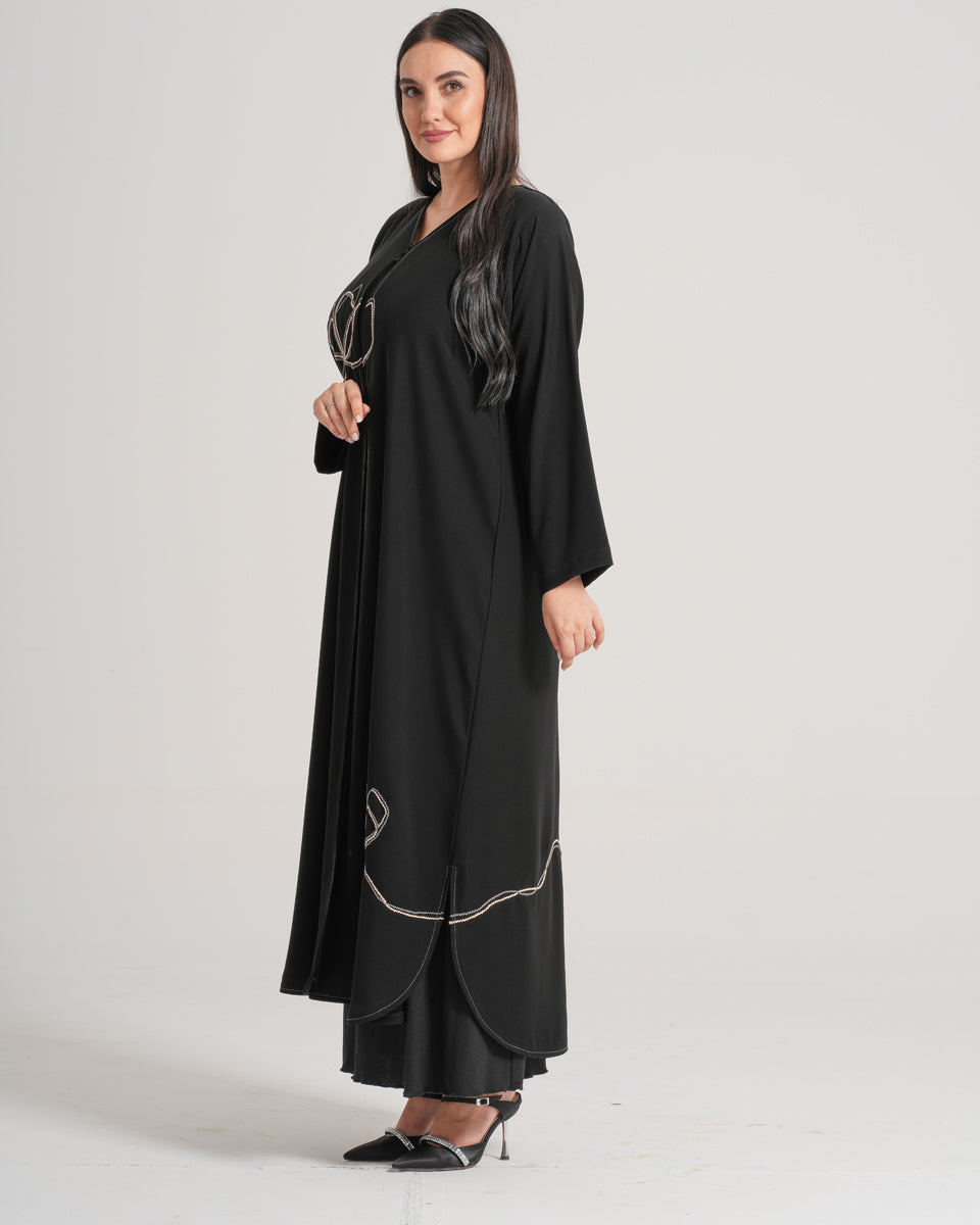 NY-01 - BLACK ABAYA WITH STITCH HANDWORK (CUBRA)