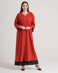 NY-18 - ORANGE ABAYA WITH FRONT BUTTONS (BARBIE)