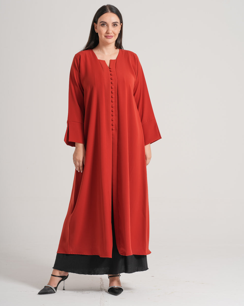 NY-18 - ORANGE ABAYA WITH FRONT BUTTONS (BARBIE)