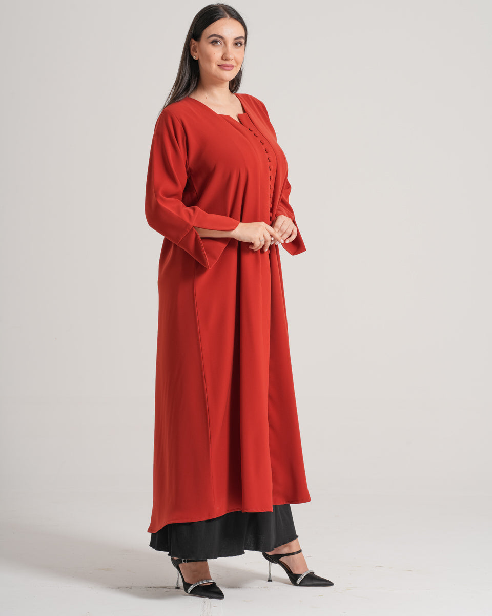 NY-18 - ORANGE ABAYA WITH FRONT BUTTONS (BARBIE)