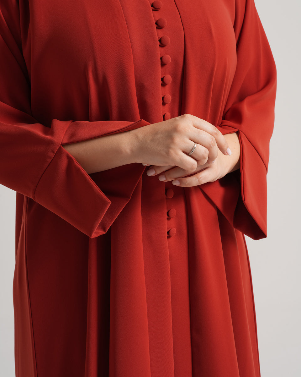 NY-18 - ORANGE ABAYA WITH FRONT BUTTONS (BARBIE)