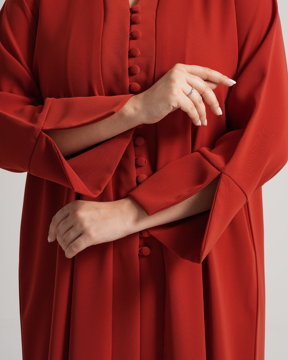 NY-18 - ORANGE ABAYA WITH FRONT BUTTONS (BARBIE)