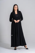 NY-55 - BLACK COLLAR ABAYA WITH FRONT AND HAND DANTEL (CUBRA)
