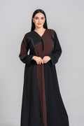 NY-51 - BLACK AND BROWN SEPARATION ABAYA WITH HANDWORK (BARBIE)
