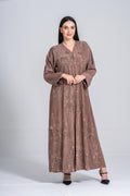 NY-54 - FLORAL TURKEY PRINT ABAYA WITH A NUDGE OF HANDWORK