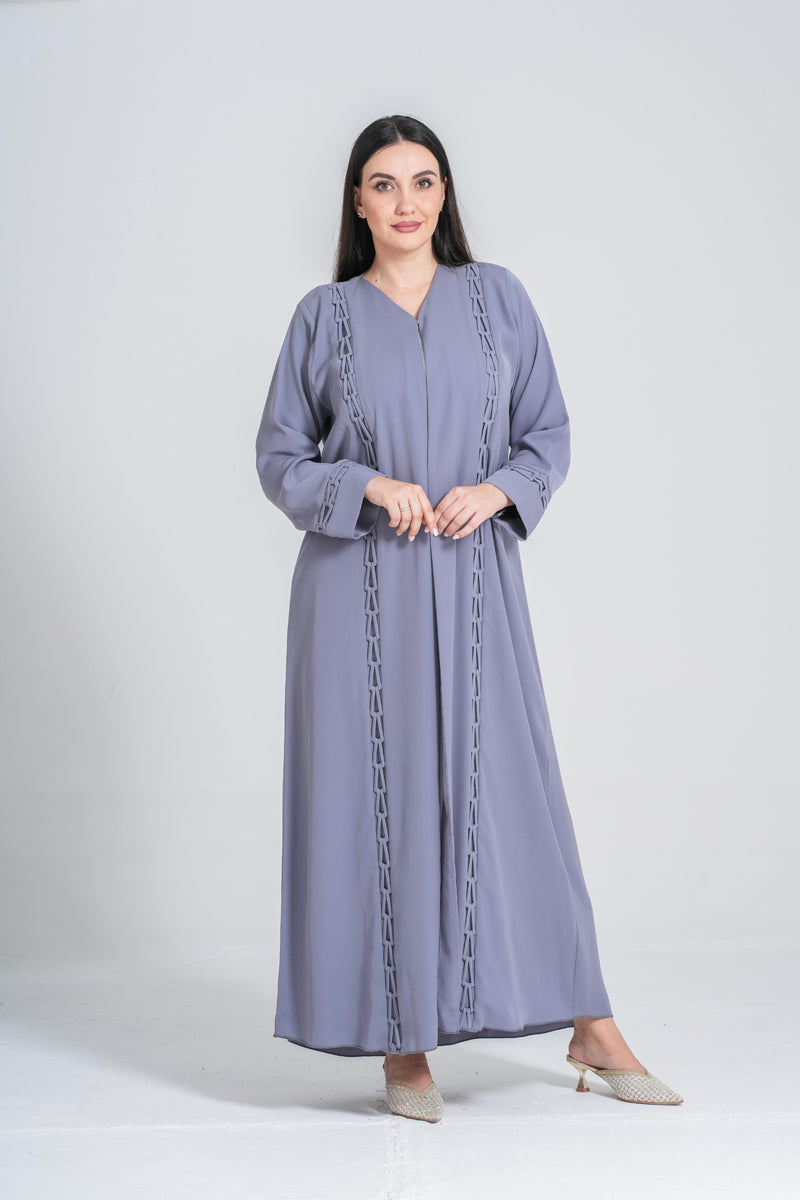 NY-59 - DARK SKY BLUE ABAYA WITH UNIQUE CHAIN WORK (CUBRA)