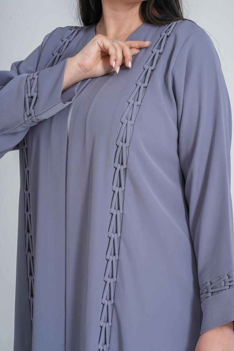 NY-59 - DARK SKY BLUE ABAYA WITH UNIQUE CHAIN WORK (CUBRA)