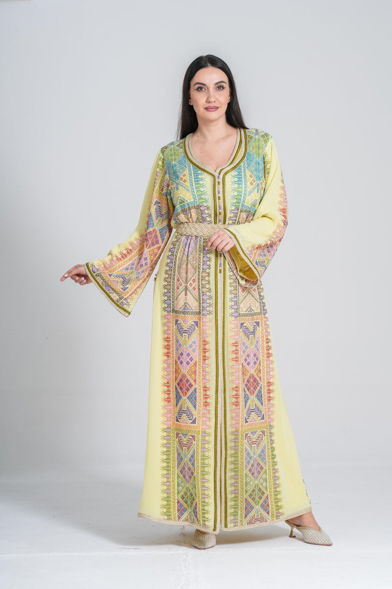 KF-08 - ELEGANT PARTY WEAR KAFTAN IN YELLOW