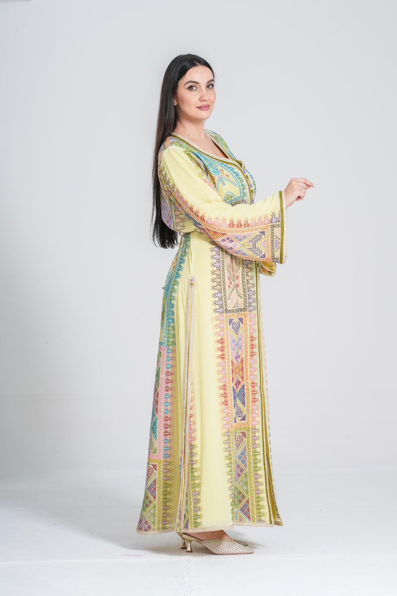 KF-08 - ELEGANT PARTY WEAR KAFTAN IN YELLOW