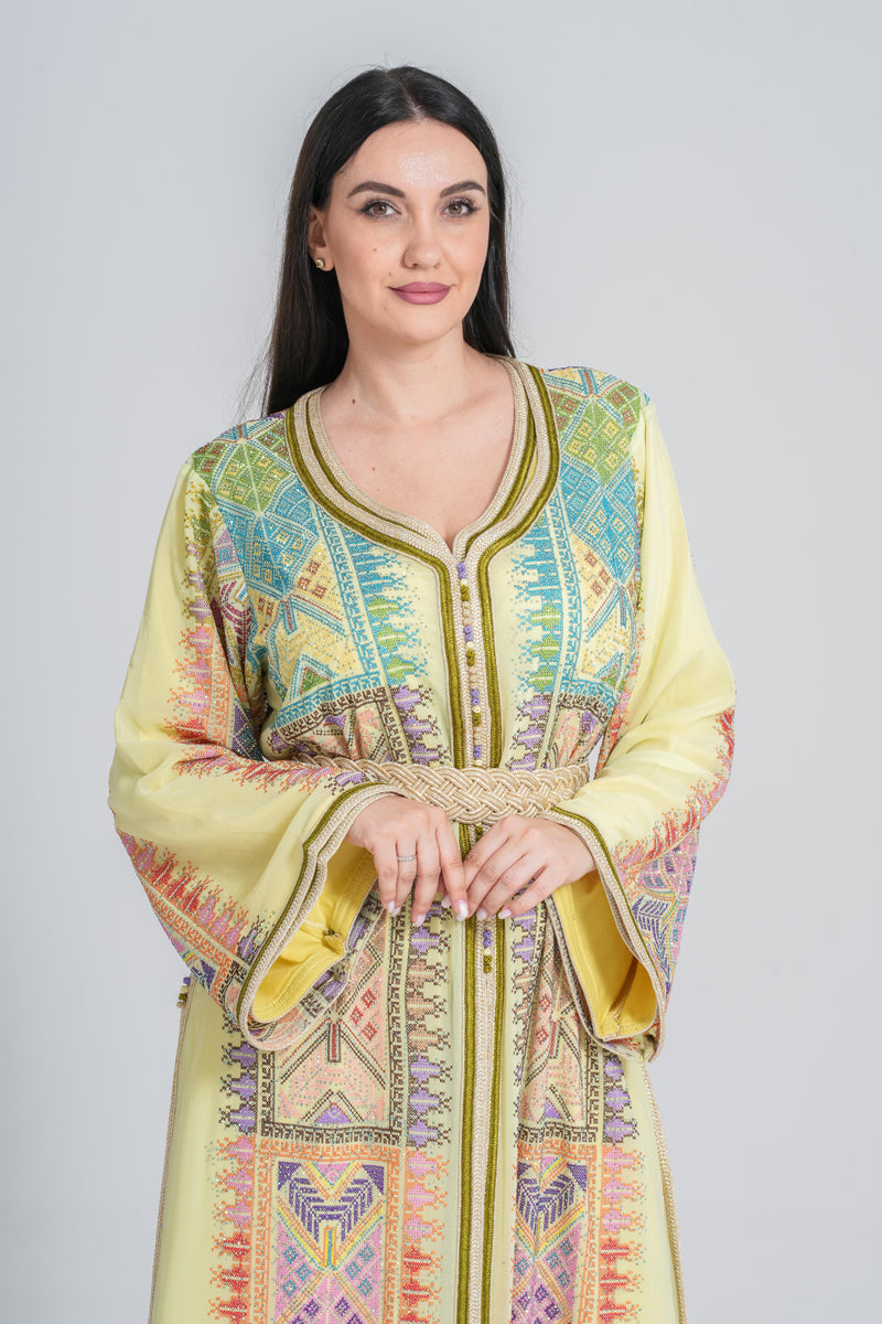 KF-08 - ELEGANT PARTY WEAR KAFTAN IN YELLOW
