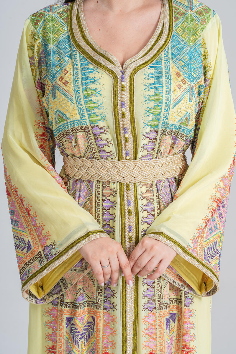 KF-08 - ELEGANT PARTY WEAR KAFTAN IN YELLOW