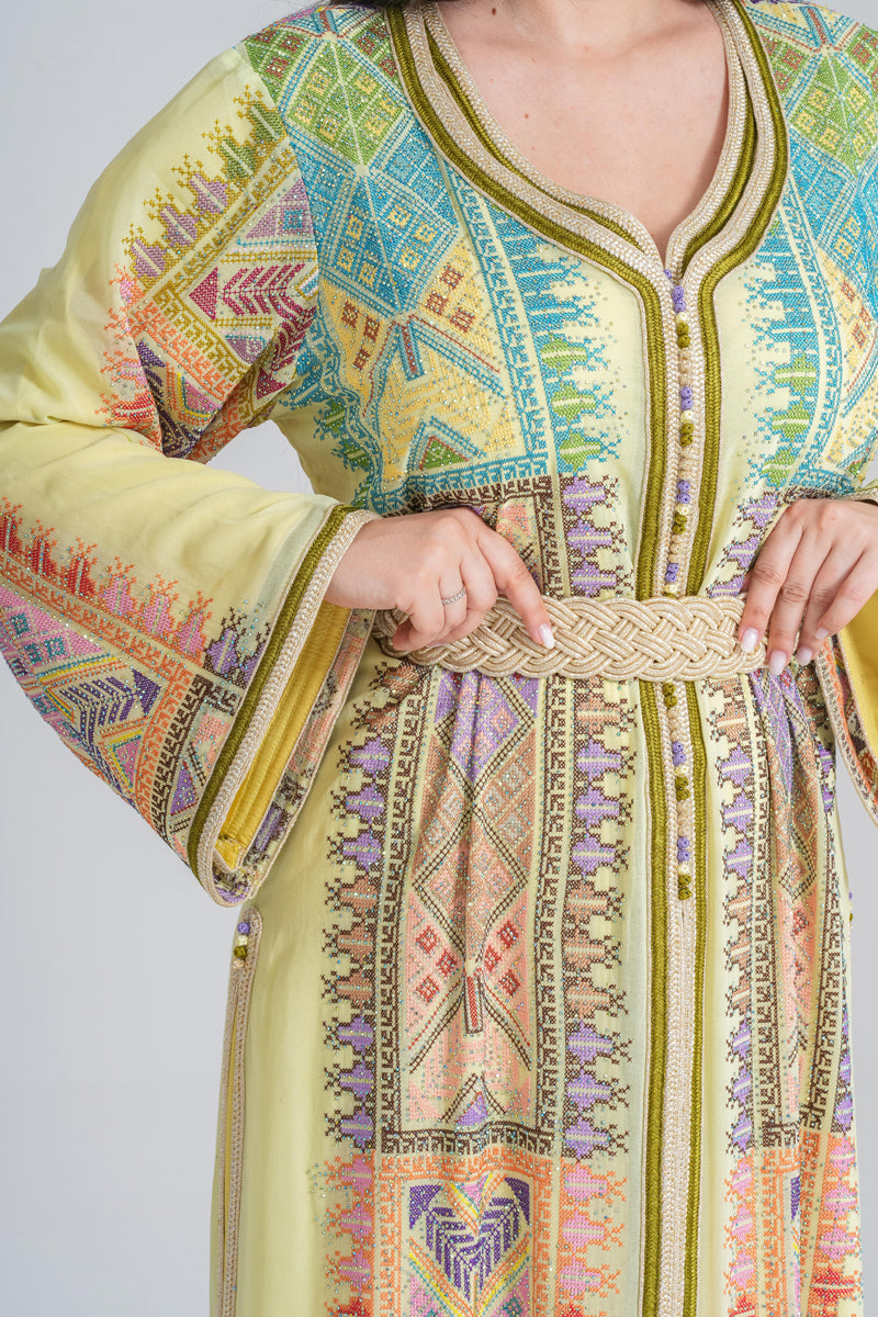 KF-08 - ELEGANT PARTY WEAR KAFTAN IN YELLOW