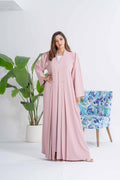 NY-27 - PLAIN PINK ABAYA WITH GOLD TOUCHES (KOREAN NIDA)