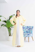 NY-33 - YELLOW ABAYA WITH DANTEL ALL OVER (SATAN)