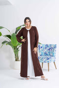 NY-38 - BROWN ABAYA WITH STITCH HANDWORK (BARBIE)