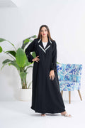 NY-39 - BLACK ABAYA WITH UNIQUE COLLAR AND STITCH HANDWORK (CUBA)