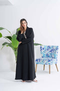 NY-41 - BLACK ABAYA WITH OVERLAP DESIGN AND HANDWORK (ANJELICA)