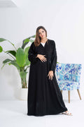 NY-42 - BLACK ABAYA WITH HANDWORK IN THE MIDDLE (BARBIE)