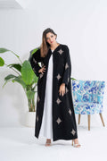 NY-45 - BLACK ABAYA WITH A UNIQUE STITCH HANDWORK (BARBIE)