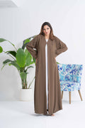 NY-46 - BROWN ABAYA WITH FRONT HANDWORK (BARBIE)