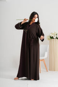 NY-76 - DARK AND LIGHT BROWN TWO TONE ABAYA WITH HANDWORK (BARBIE)