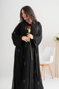 NY-73 - BLACK ABAYA WITH RAINBOW HANDWORK ALL OVER (KOREAN NIDA)
